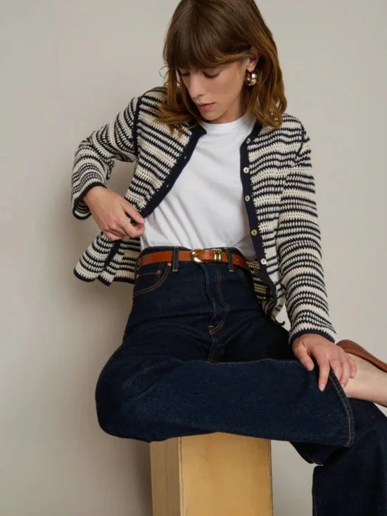 Courtney Crochet Cardigan ~ Seascape Stripe - Picture 6 of 9